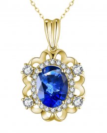 OVAL SAPPHIRE DIAMOND PENDANT (TP2990)